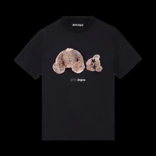 Palm Angels Bear Print Sprayed Logo T-shirt Black/Brown