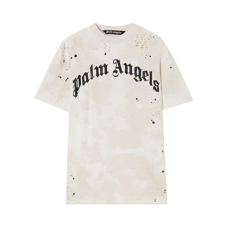 Palm Angels Glittered Logo Classic T-Shirt Off White/Black