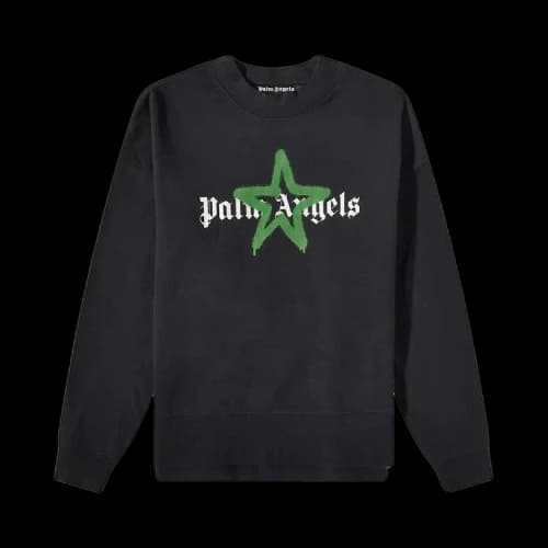 Palm Angels Star Sprayed Crewneck Black/Green