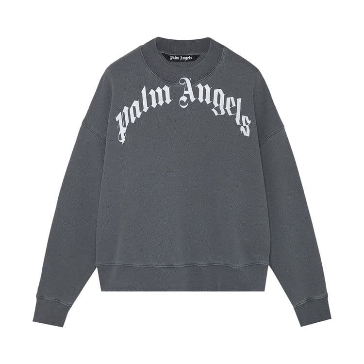 Palm Angels Curved Logo Crewneck Black/White
