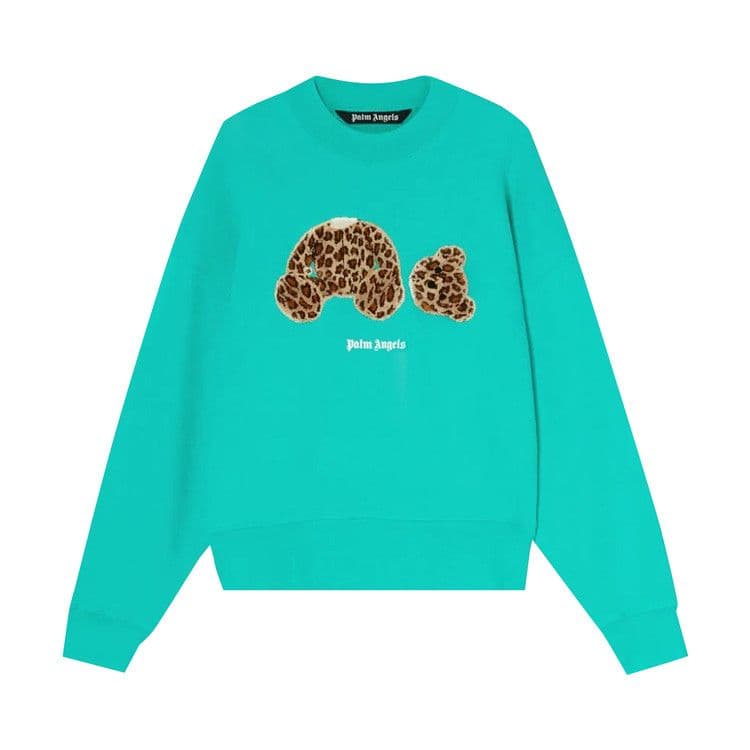 Palm Angels Leopard Bear Sweatshirt Forest Green/Brown