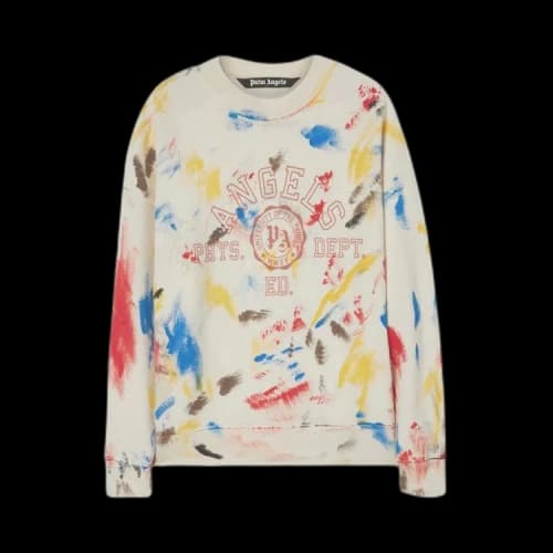 Palm Angels Painted College Sweatshirt Off White/Red