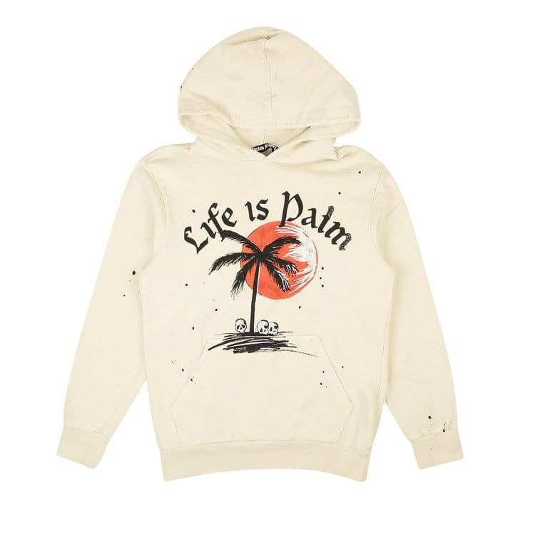 Palm Angels Garment Dye Sunset Palm Hoodie Off White/Black