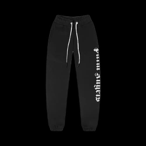 Palm Angels Gothic Logo Print Track Pants Black/White