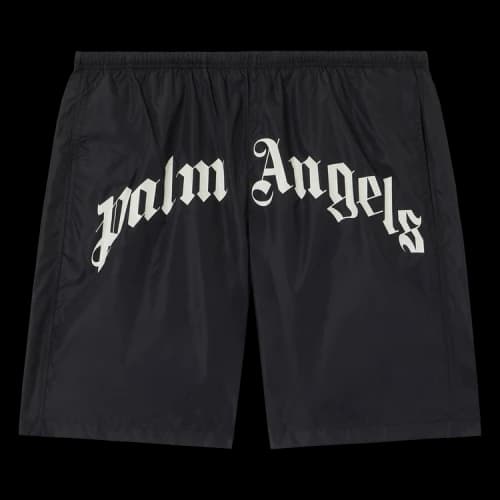 Palm Angels Curved Logo Swimshort Boardshorts Red/Off White