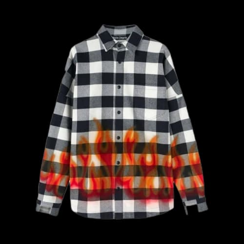 Palm Angels Flames Flannel Overshirt White/Black
