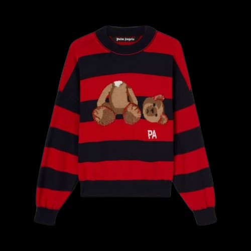 Palm Angels Bear Striped Sweater Navy Blue/Red