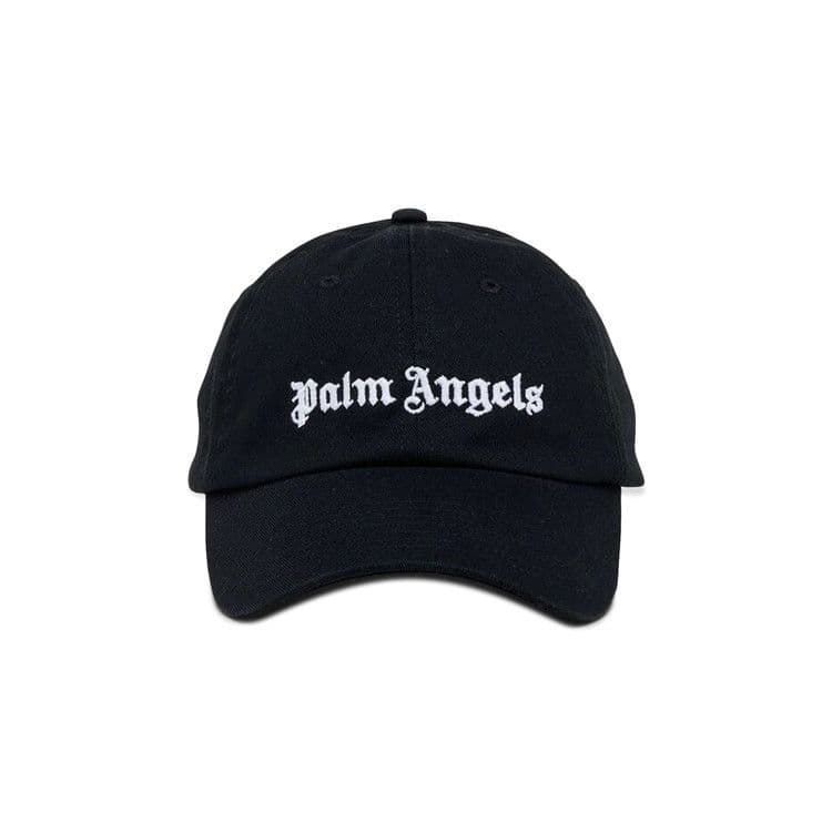 Palm Angels Embroidered Gothic Intarsia Logo Strap-Back Cap Black/White (SS22)