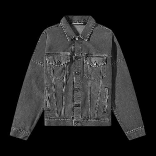 Palm Angels Logo Over Denim Jacket Black/White