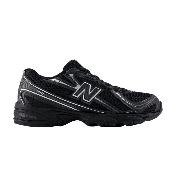 New Balance 740 Bungee Lace Black Grey Silver (PS)