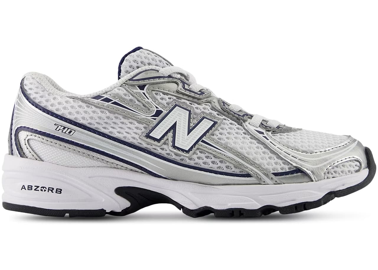 New Balance 740 Bungee Lace White Metallic Silver Navy (PS)