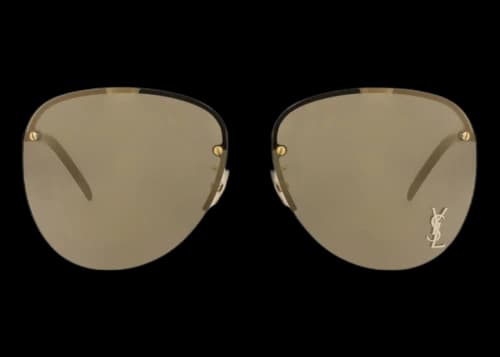 Saint Laurent Aviator-Frame Metal Sunglasses Gold Gold Brown (SL328KM-30011211-003)