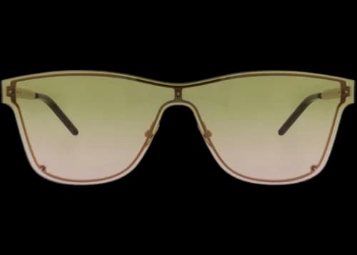 Saint Laurent Shield-Frame Metal Sunglasses Gold Gold Green (SL51MASK-30010727-003)