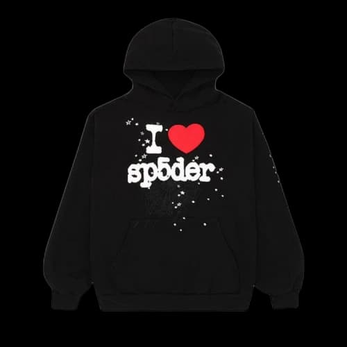 Sp5der I Heart SP5 Hoodie Black