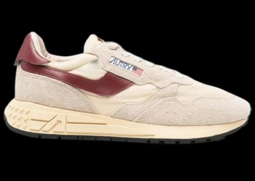 Autry Reelwind Low Suede Net Ecru Ruby Wine (Women's)