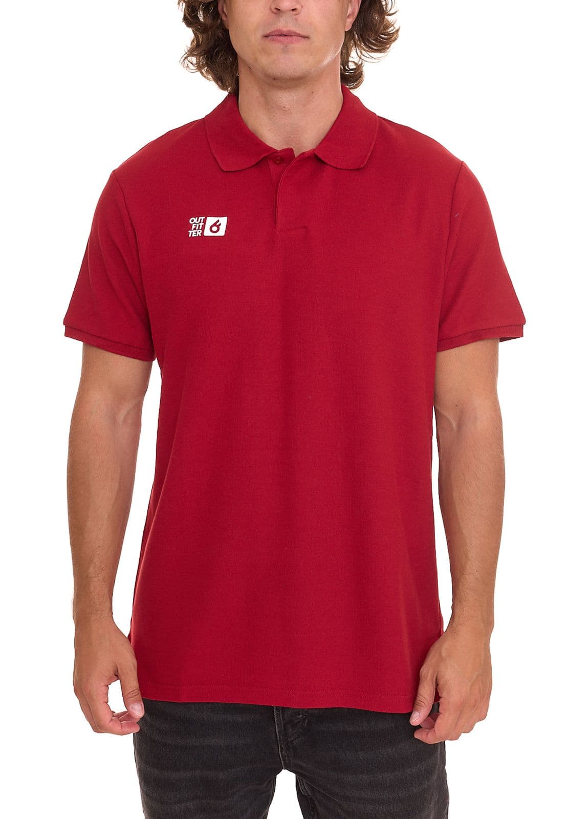 Outfitter OCEAN FABRICS polo de hombre, cómoda camisa de verano rojo