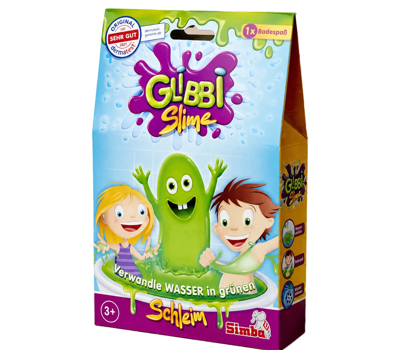 Simba GLIBBI Slime, un aditivo mágico para el baño, ideal para niños de 3 años en adelante. Juguete de baño divertido. 150 g. Verde.
