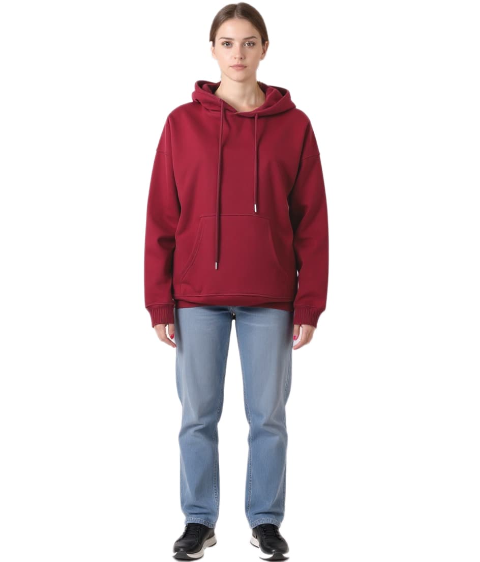 ZEGY Sudadera con capucha sencilla para mujer con bolsillo tipo canguro Burdeos-Rojo