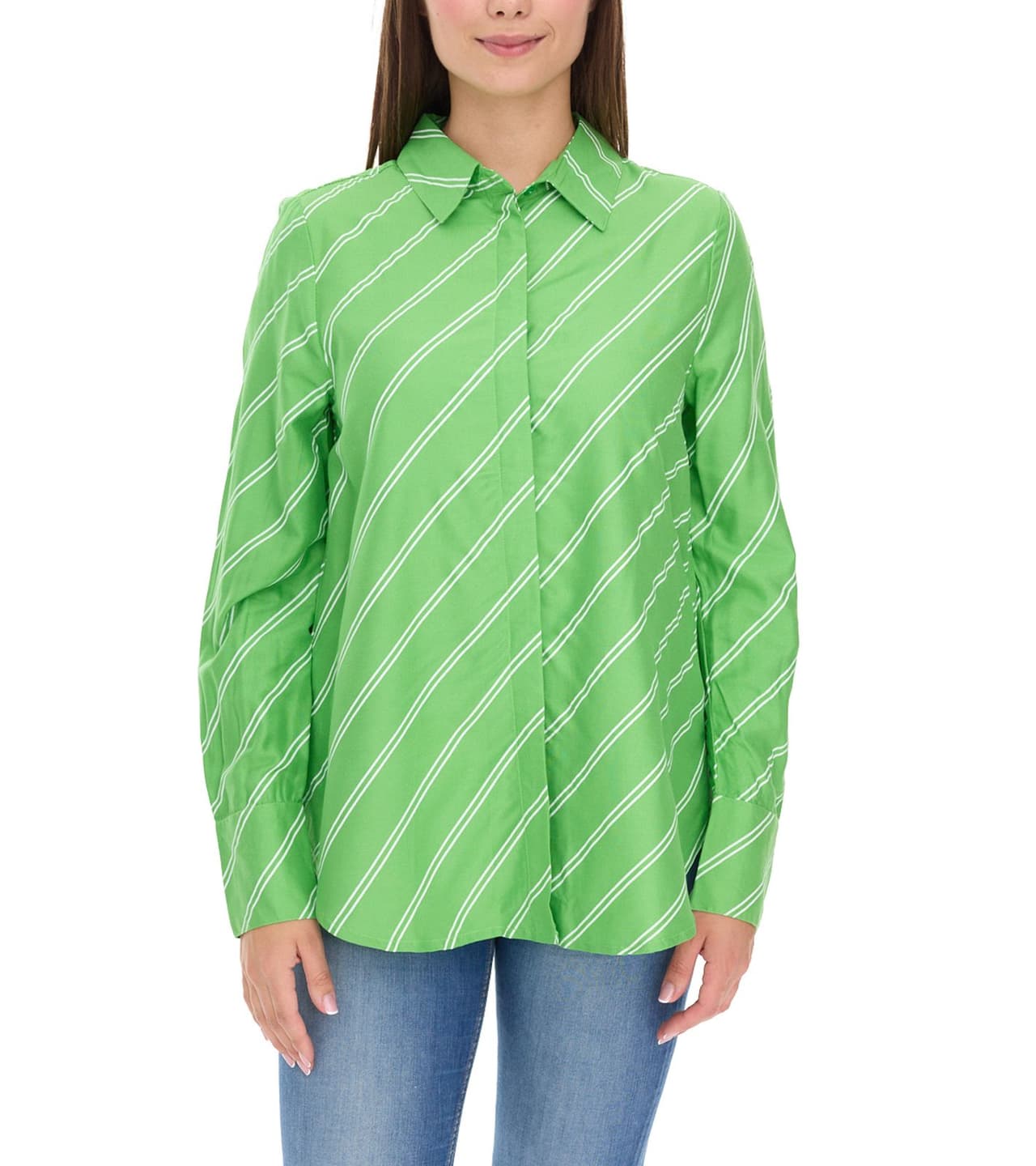 Aniston Blusa de mujer CASUAL FM, blusa de verano a rayas, blusa para uso diario Verde