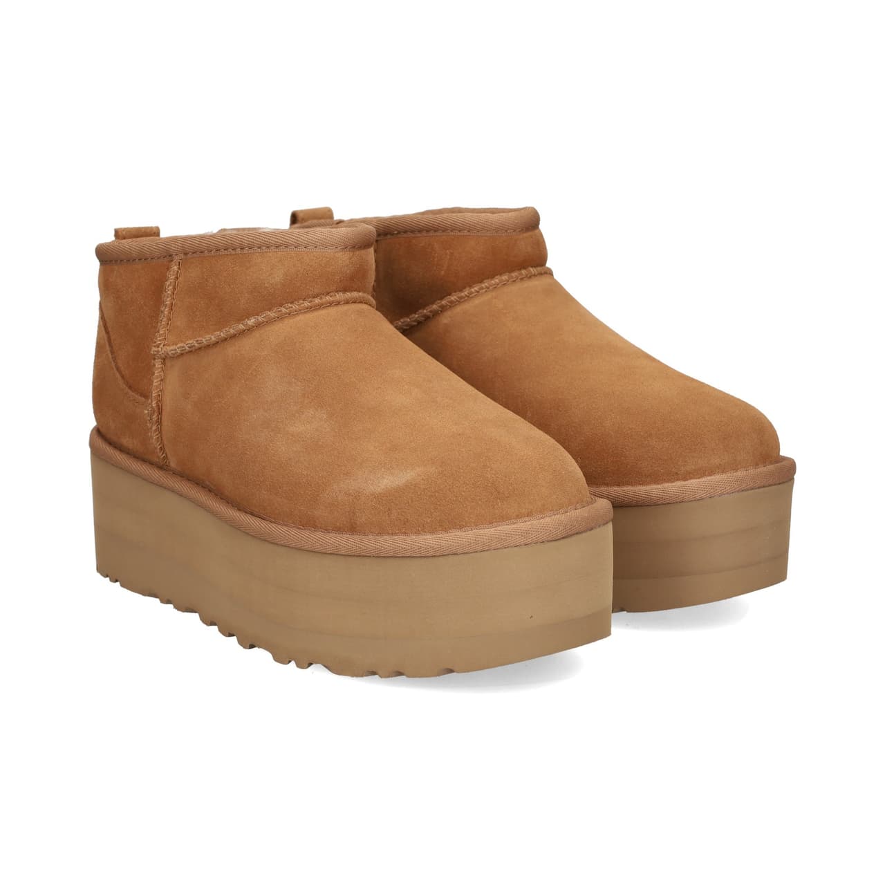UGG Botin Corto Plataforma Ante Cuero Chestnut