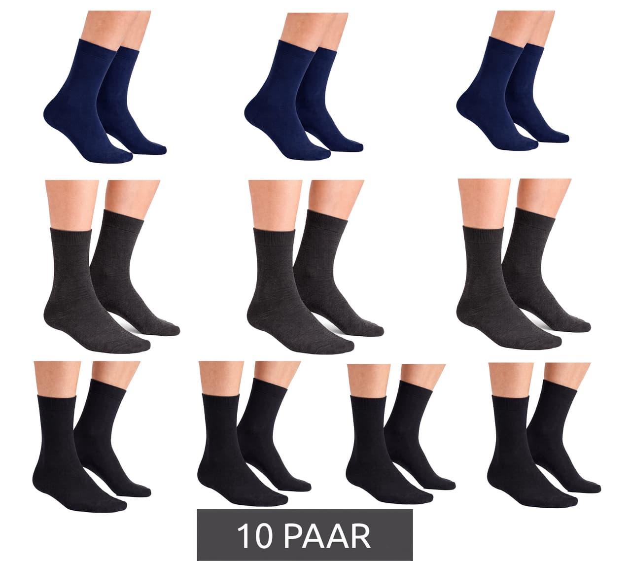 Cappuccino Italia pares de calcetines transpirables de bambú para mujer y hombre, calcetines para uso diario y casual Negro/Azul Oscuro/Gris