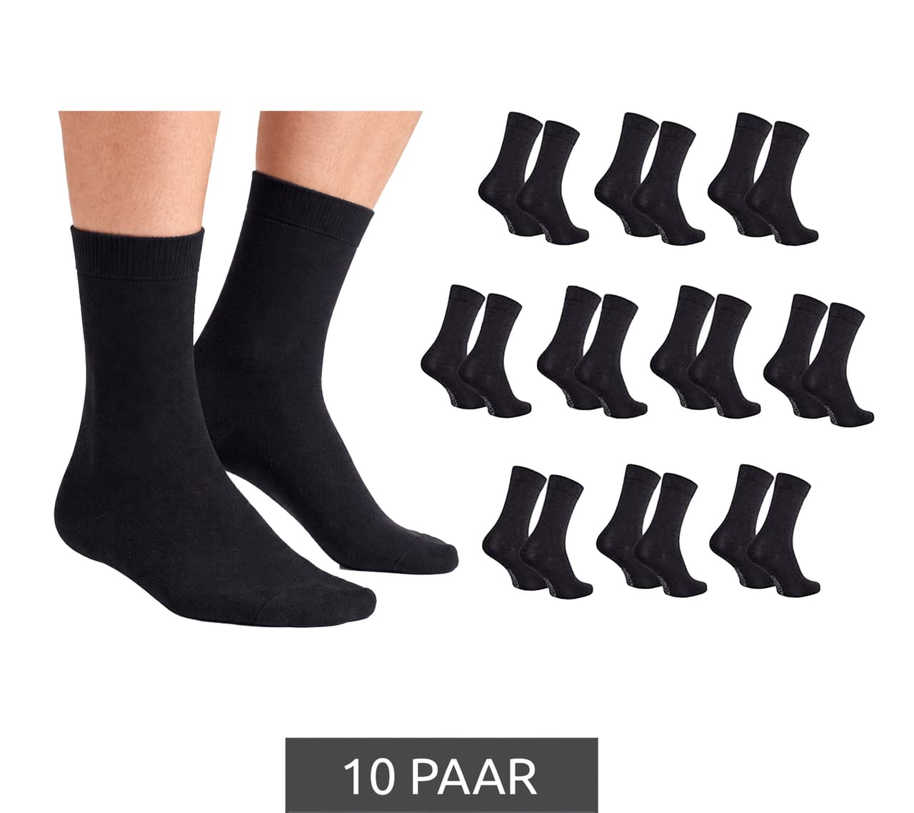 Cappuccino Italia 10 pares de calcetines transpirables de bambú para mujer y hombre, calcetines para uso diario, calcetines casuales Negro