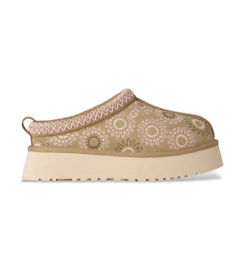 UGG Zuecos De Piel Tazz Sun Stitch Marrón Claro
