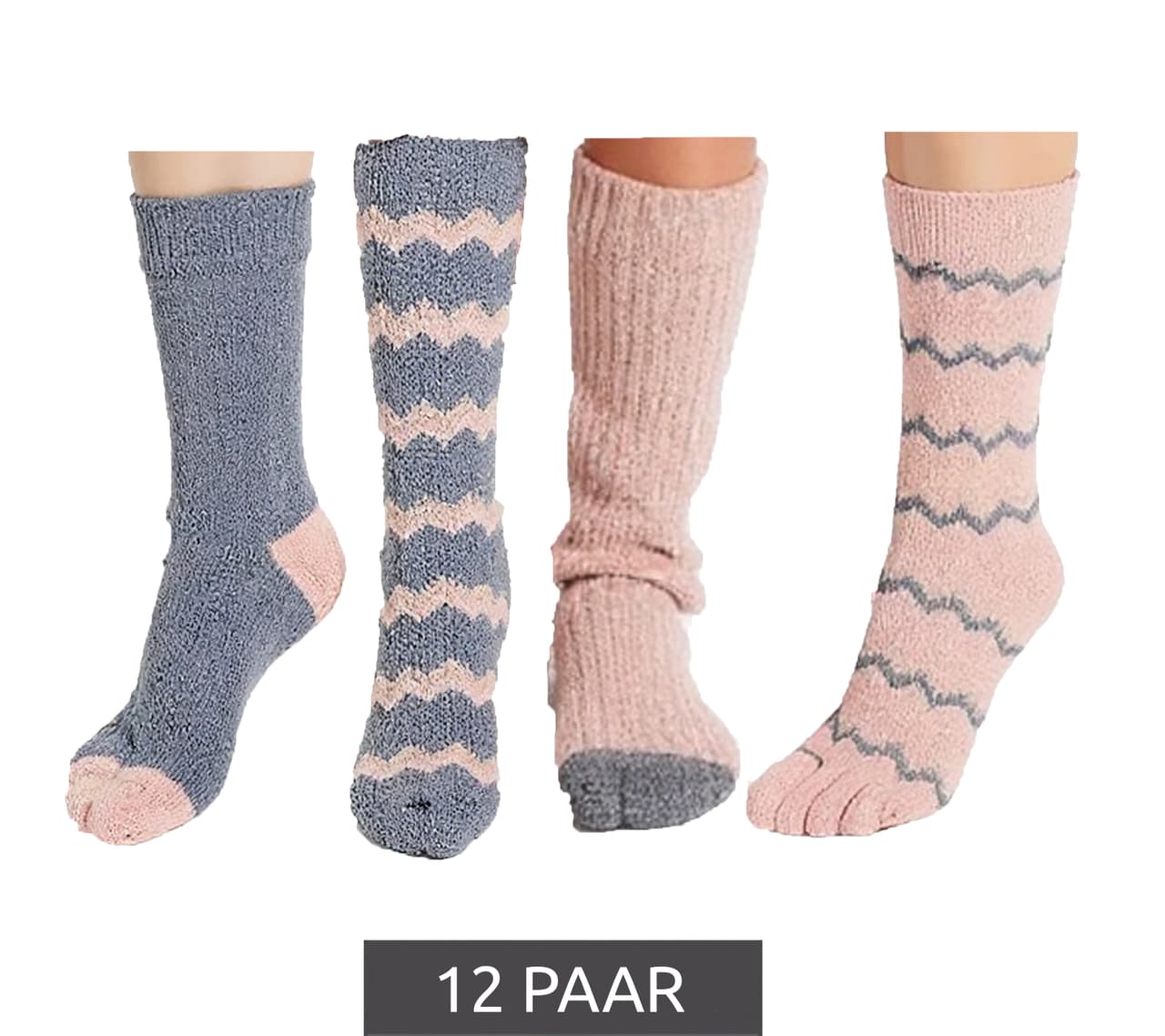 O46BPX (MB1) 12 pares de calcetines cálidos para niños, calcetines de invierno, calcetines de ocio, calcetines térmicos, rosa/gris