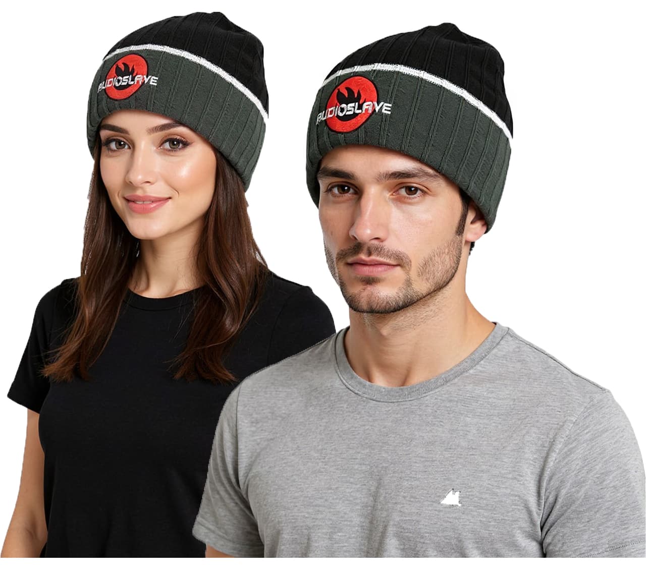 Bio-Domes Headgear Audioslave - Gorro de invierno con logo bordado, diseño de banda de rock, 1318 AUD, negro/gris/blanco