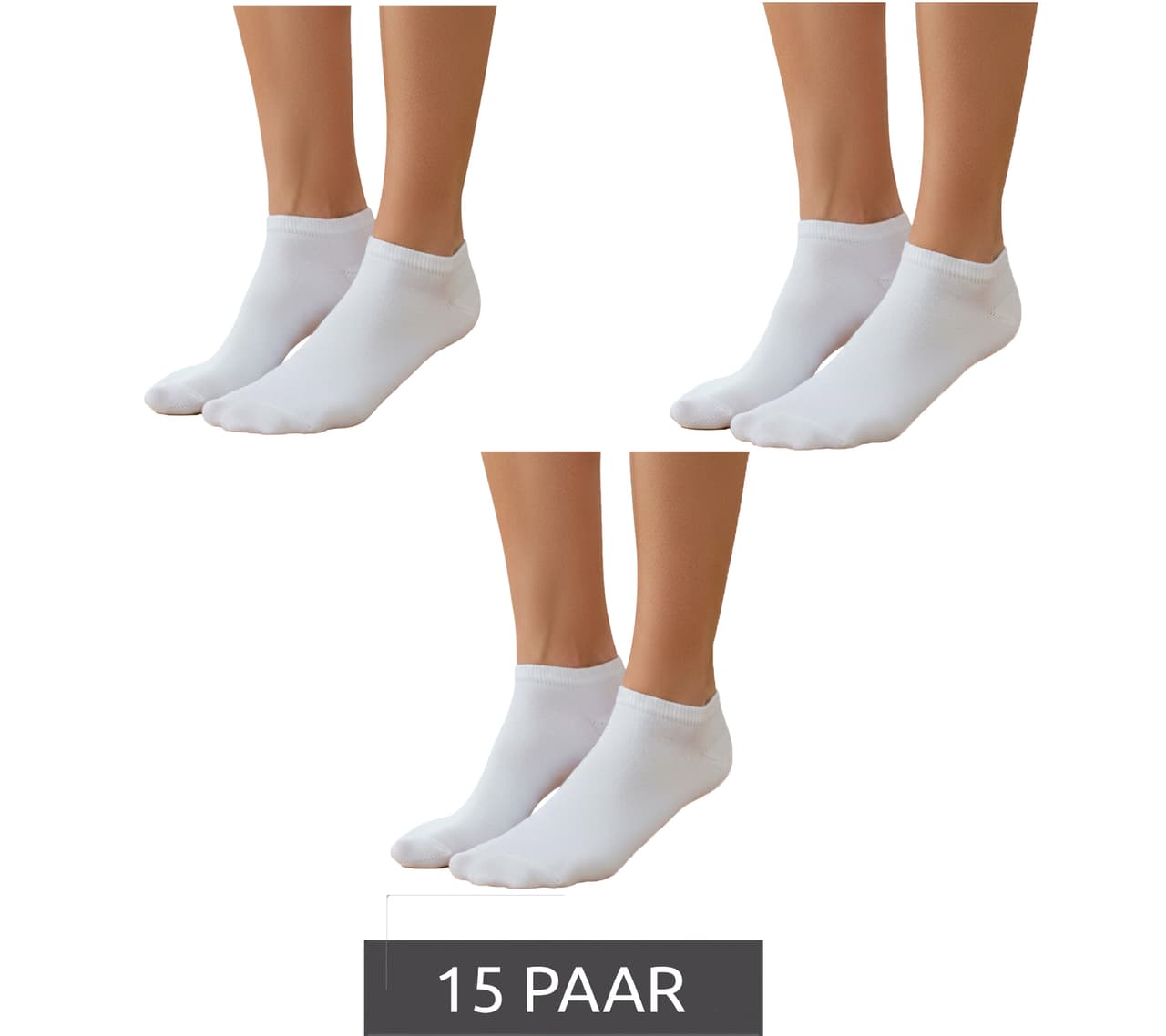 O46DM (MB 7) 15 pares de calcetines deportivos para mujer, deniers, opacos y cálidos, de algodón, blancos