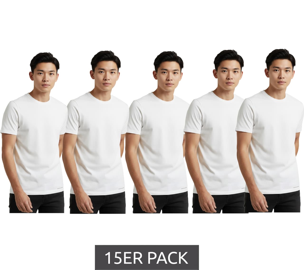 Scotch & Soda Camiseta básica/interior de cuello redondo para hombre (algodón) – Pack de 15 – Blanco (SSFA25M2312806 100)