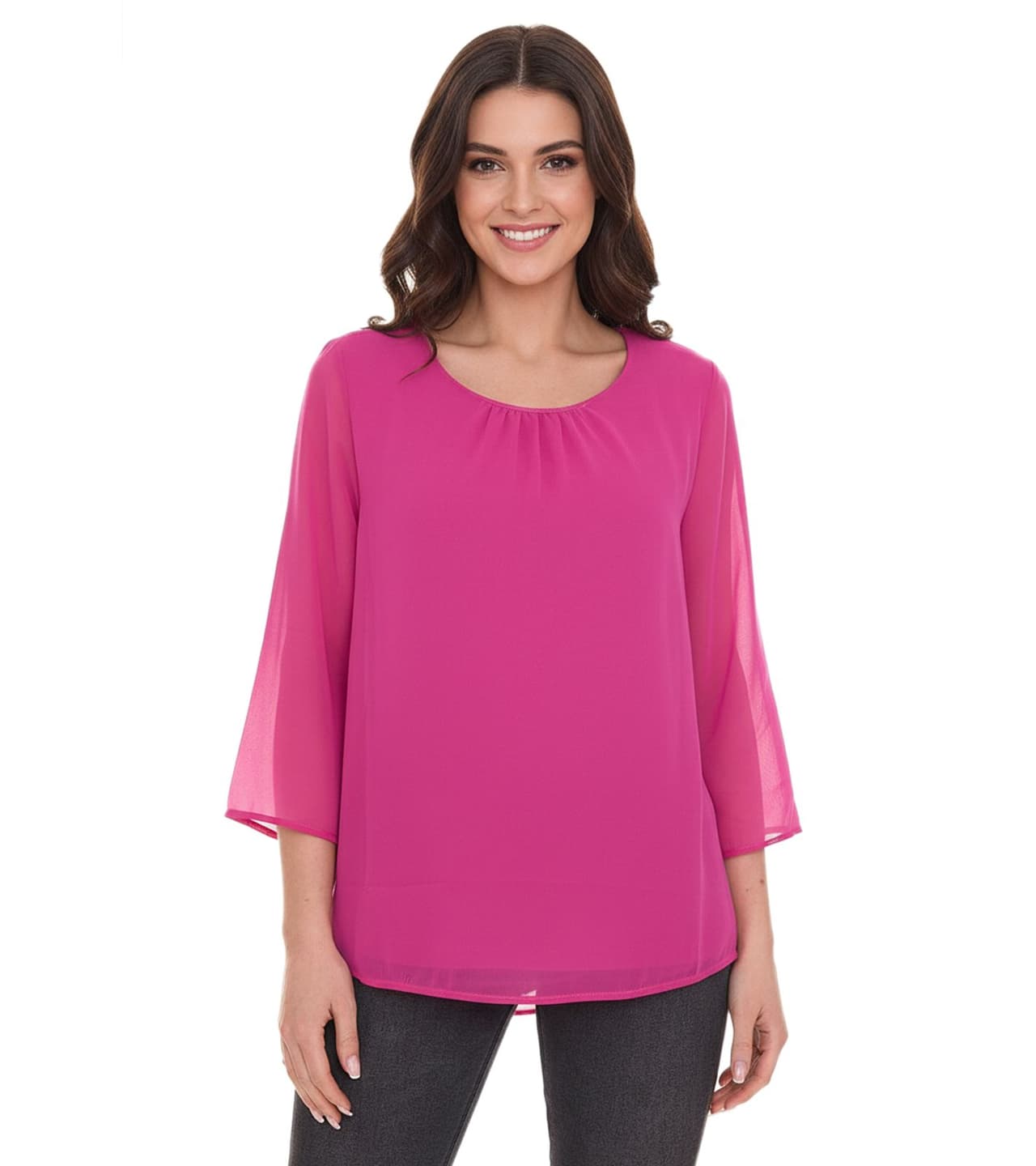 Aniston SELECTED blusa de verano de moda para mujer con mangas 3/4 violeta