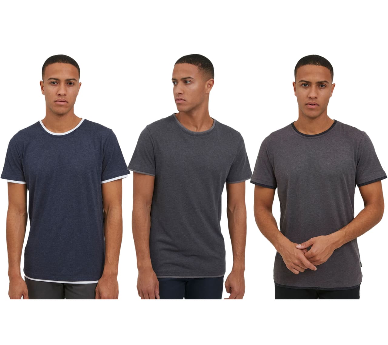 11 Project Camiseta clásica de cuello redondo para hombre PRVenanzio en azul, gris oscuro o gris