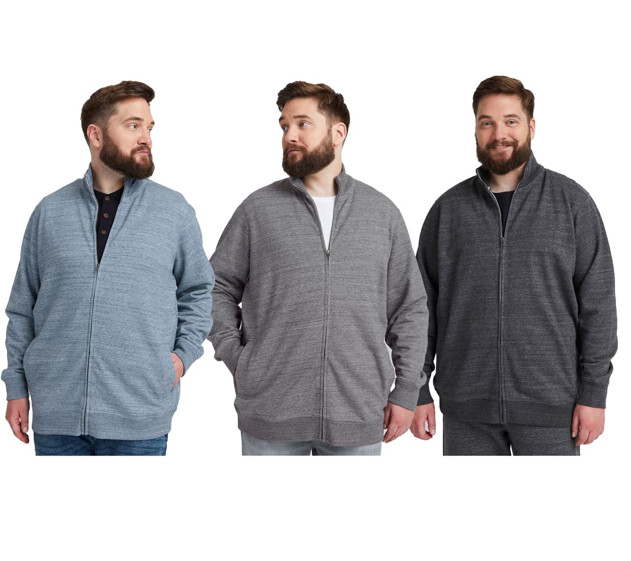 Blend Sudadera clásica BHLenner BT para hombre con cuello alto, tallas grandes en azul, gris y negro