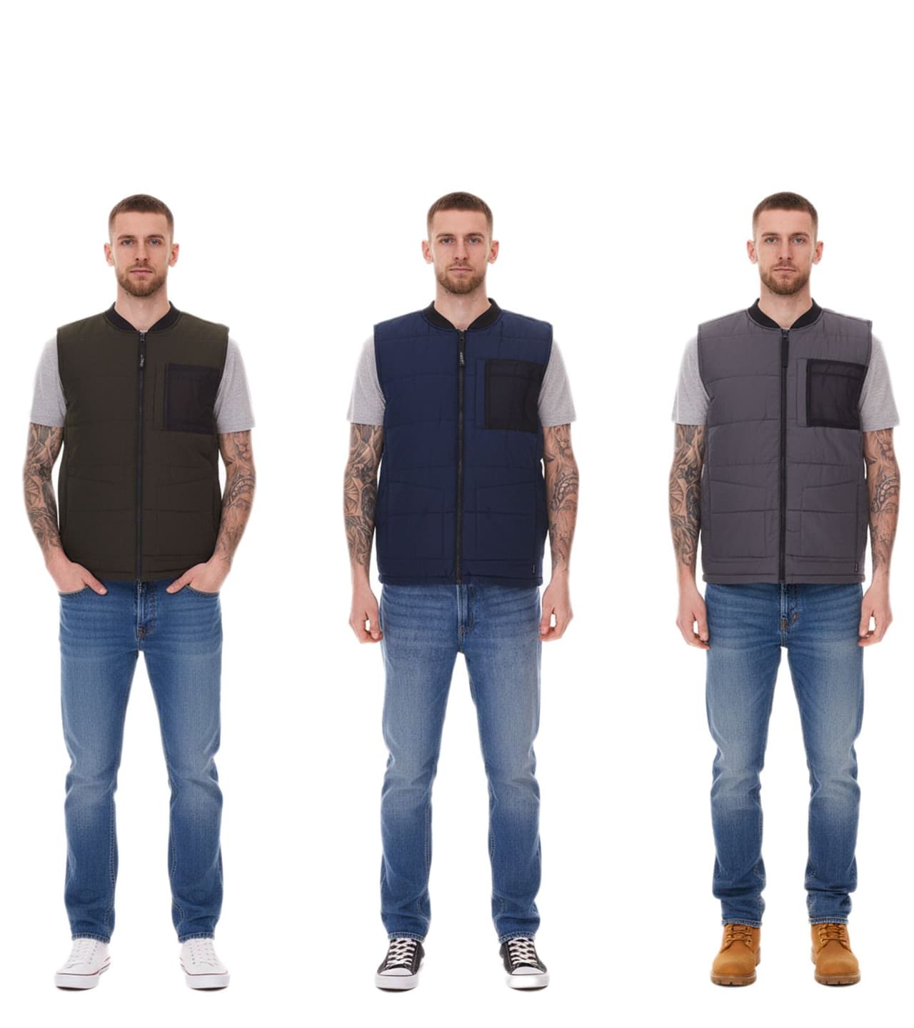 11 Project PURlle Chaleco acolchado para hombre con chaleco acolchado para exteriores Gris, verde oscuro, azul oscuro o negro
