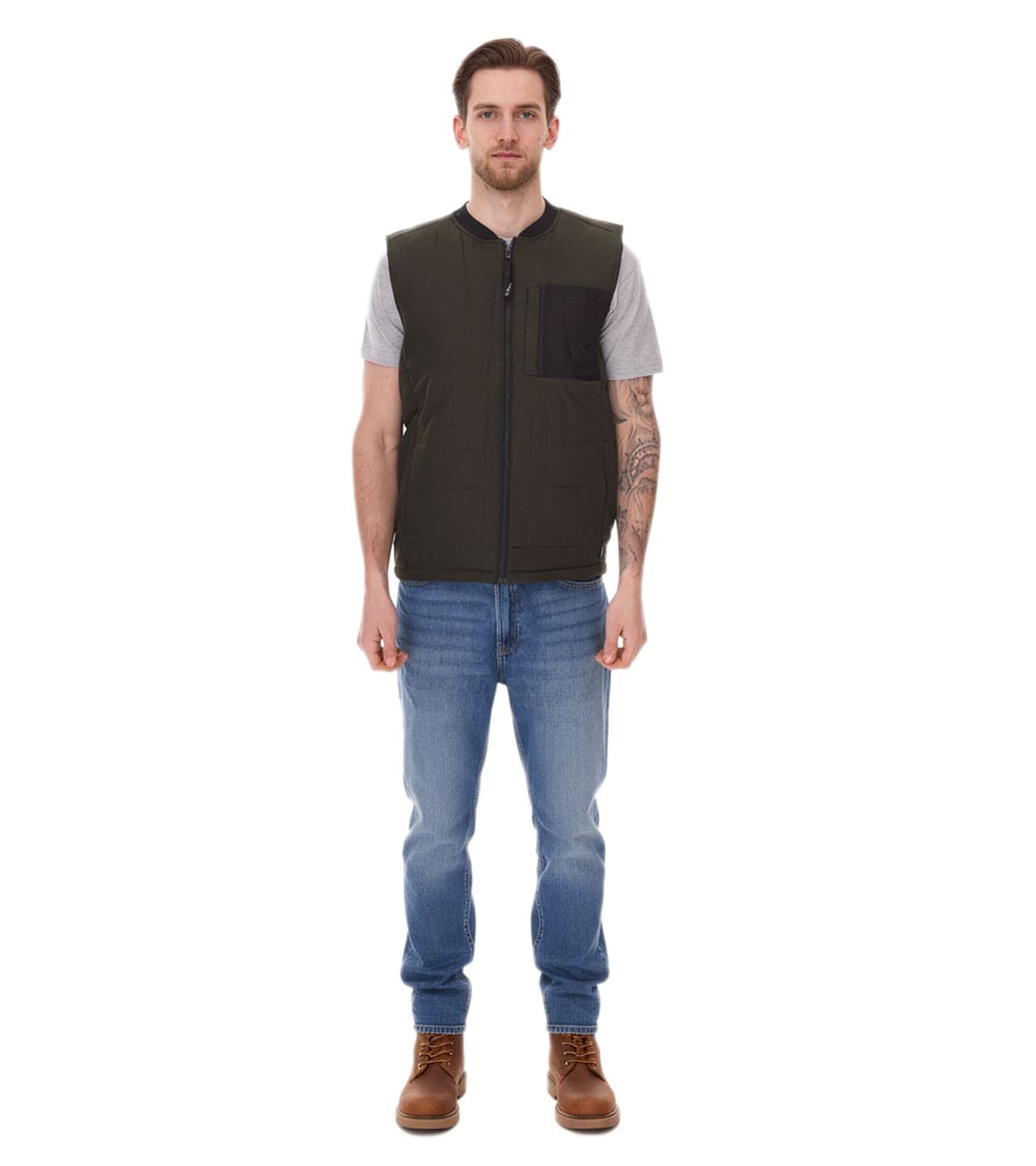 11 Project PURlle Chaleco acolchado para hombre con chaleco acolchado para exteriores ME verde oscuro