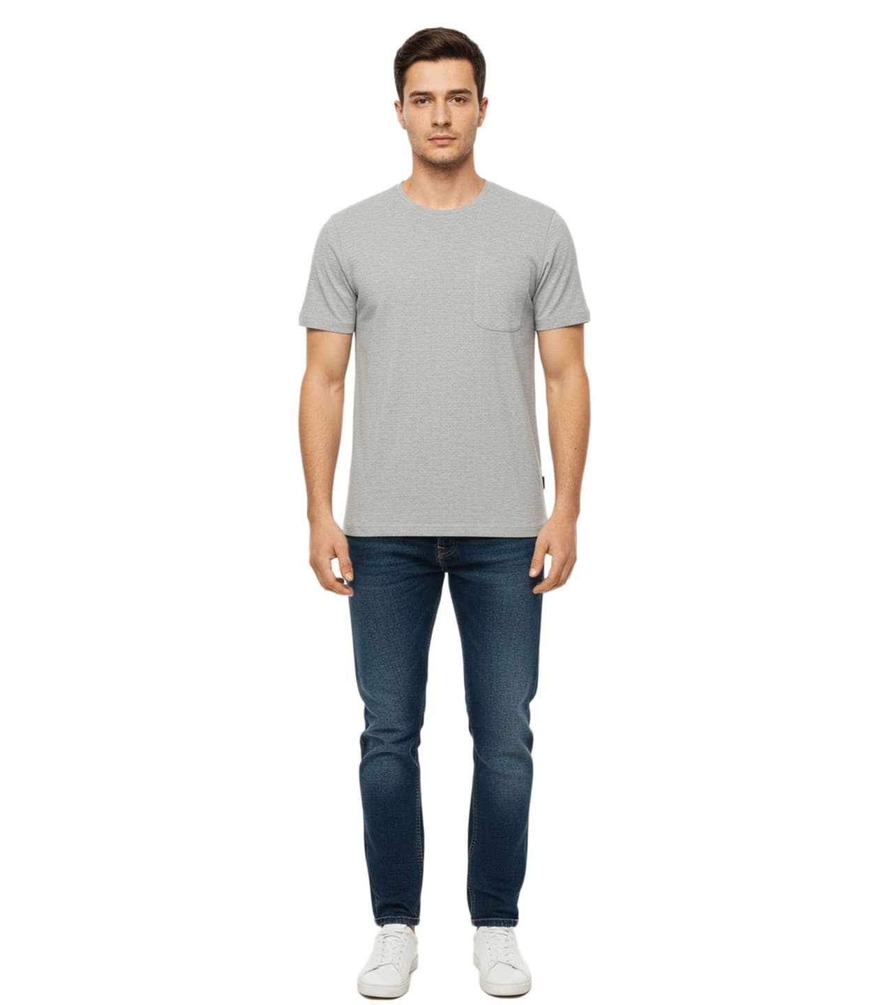11 Project Camiseta de algodón para hombre Otto de camisa sencilla de verano con bolsillo en el pecho ME Gris