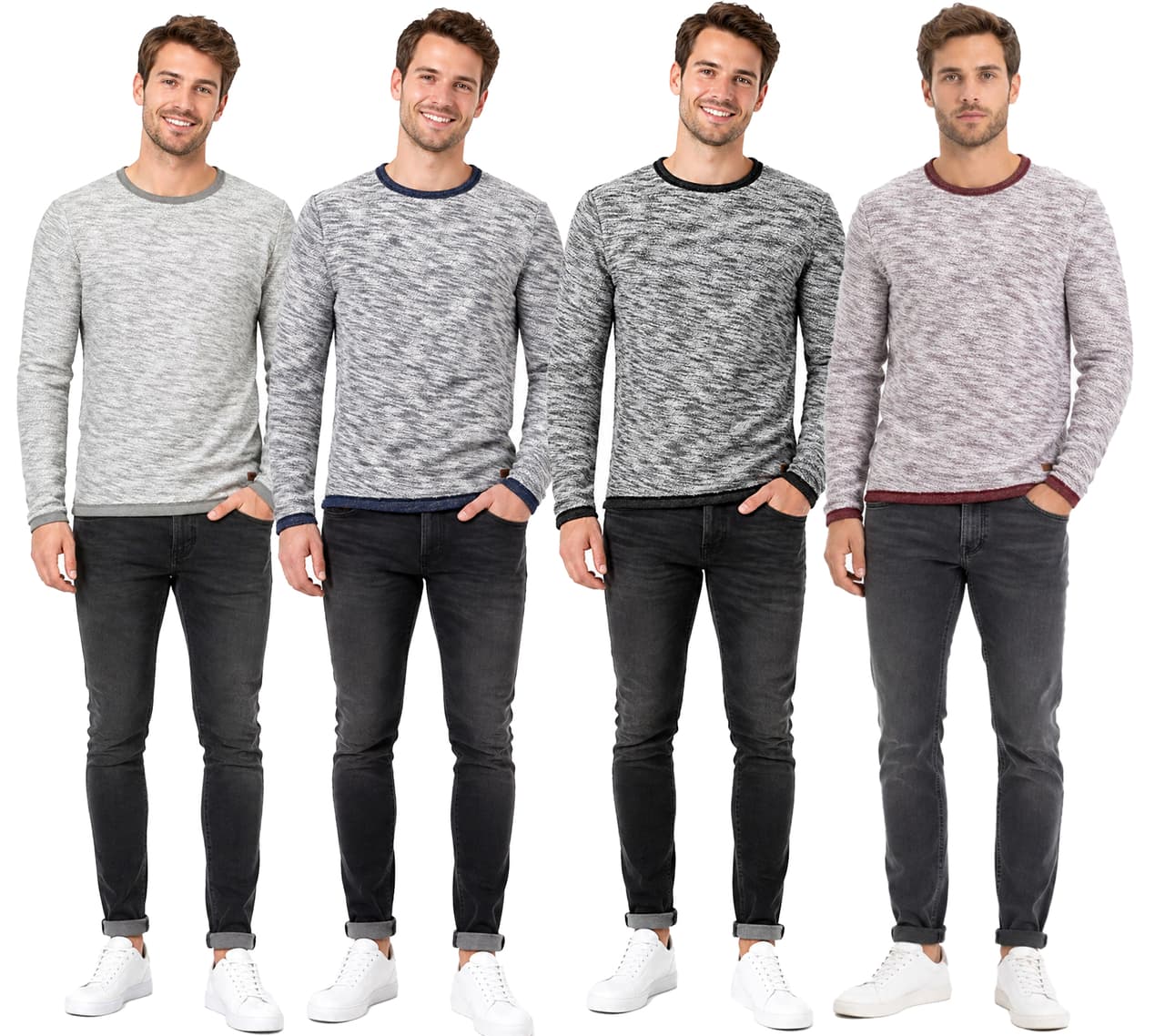 Solid Sudadera clásica de cuello redondo para hombre SDFlocks en negro, azul, gris o rojo