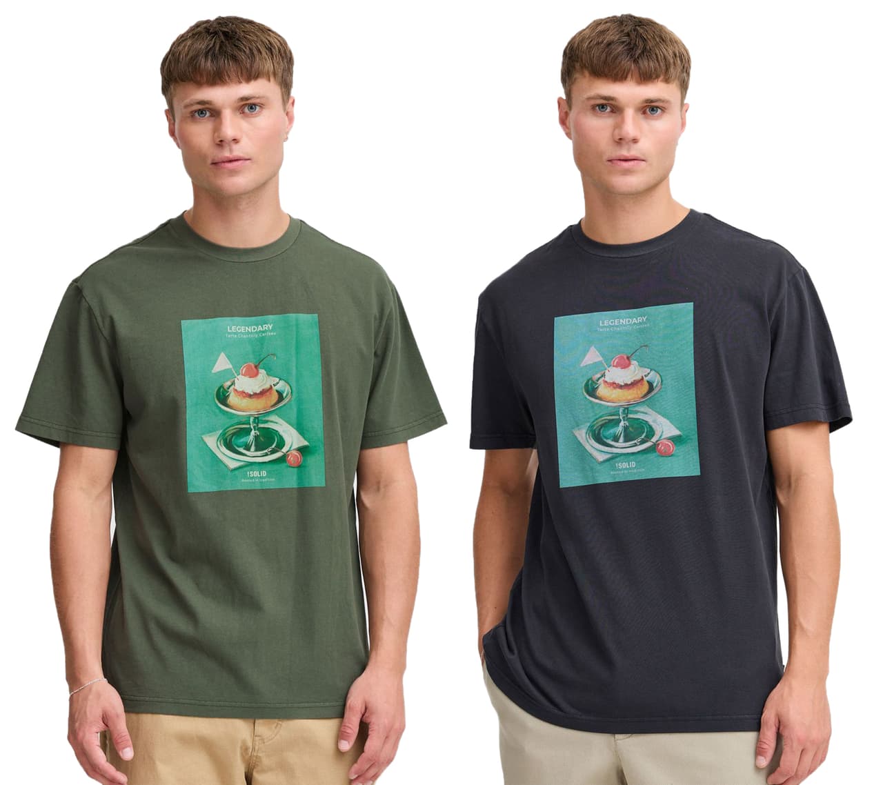Solid Camiseta clásica de cuello redondo para hombre SDNong Verde o Negra