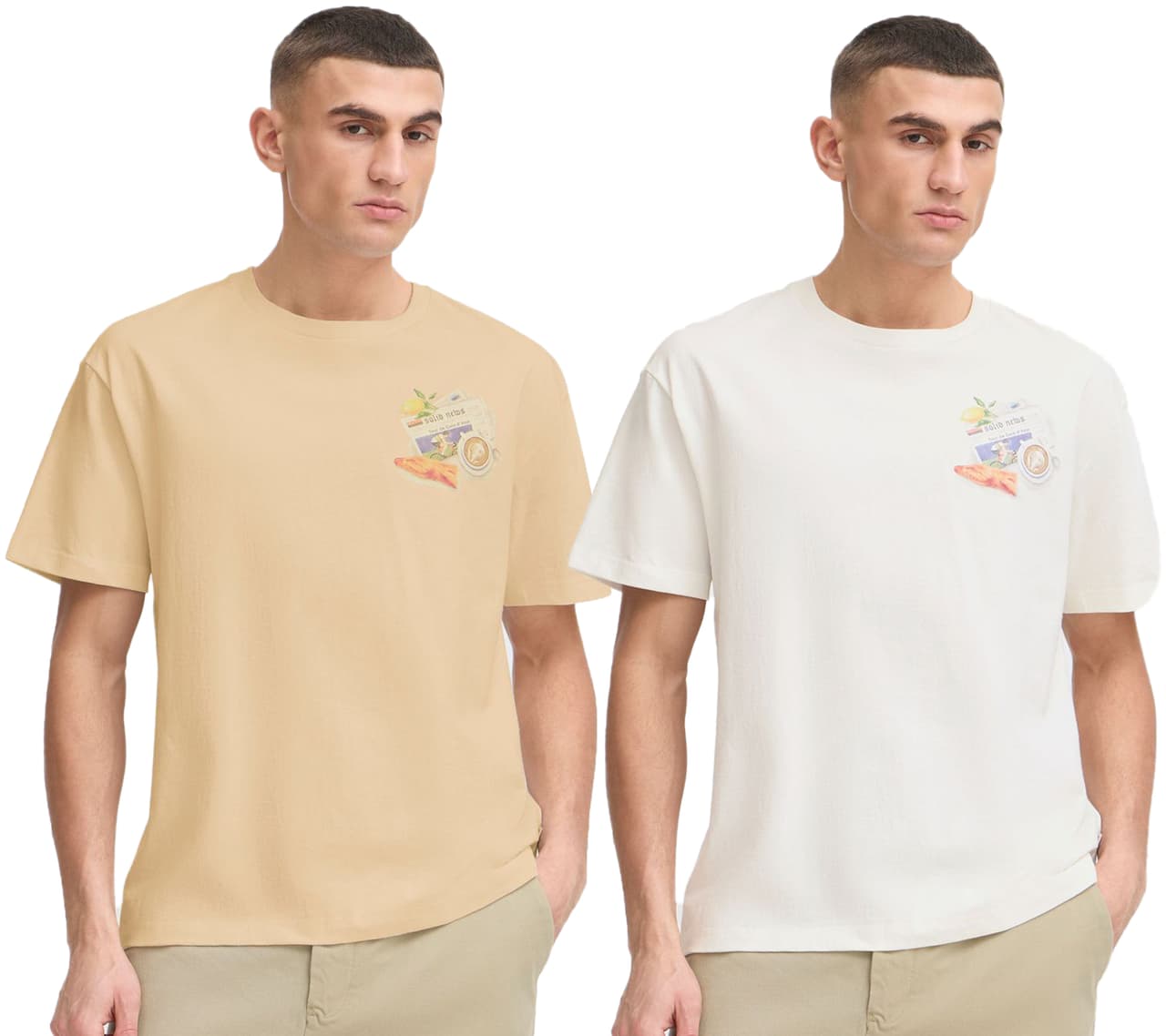 Solid Camiseta clásica estampada SDPavan para hombre Beige o Blanca