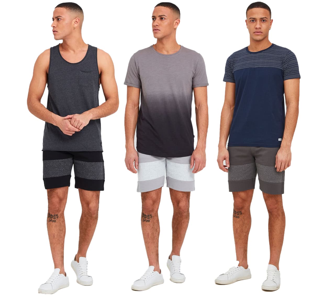 Solid Pantalones cortos deportivos clásicos SDMekir para hombre con cordón ajustable - Gris claro, gris oscuro o negro