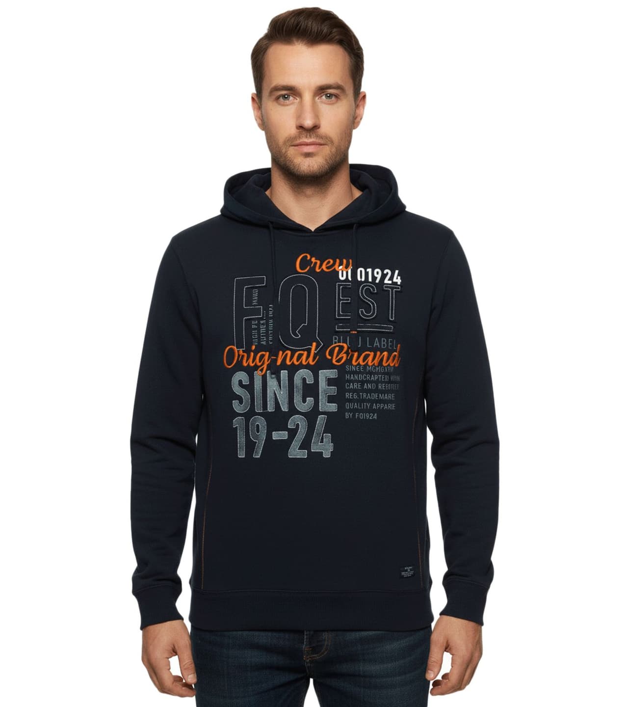 FQ1924 Sudadera con capucha Erik para hombre, modelo de algodón con bordado, color azul (21900544-ME 194011)