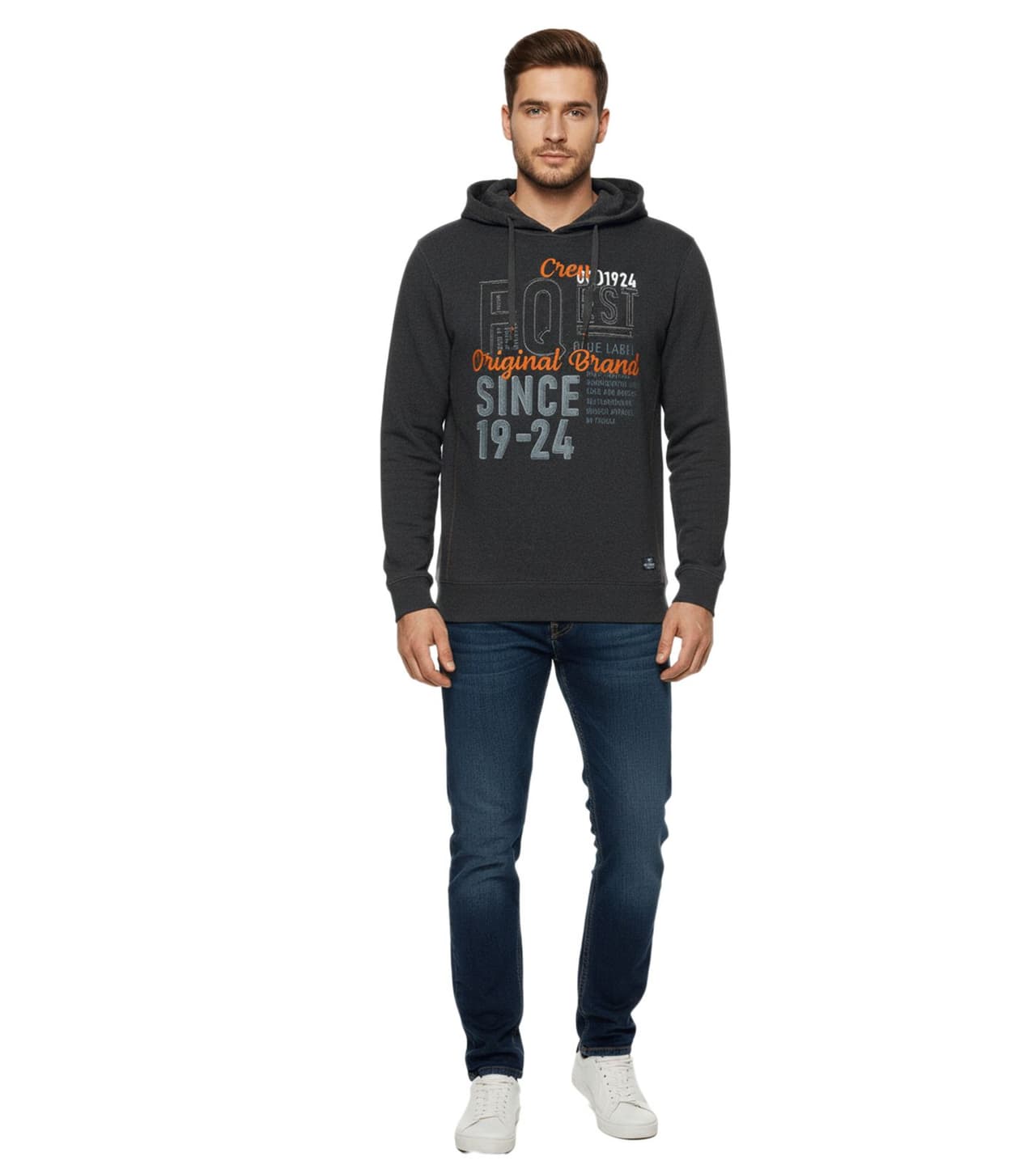 FQ1924 Sudadera con capucha Erik para hombre, de algodón con bordado, color gris (21900544-ME 200278)
