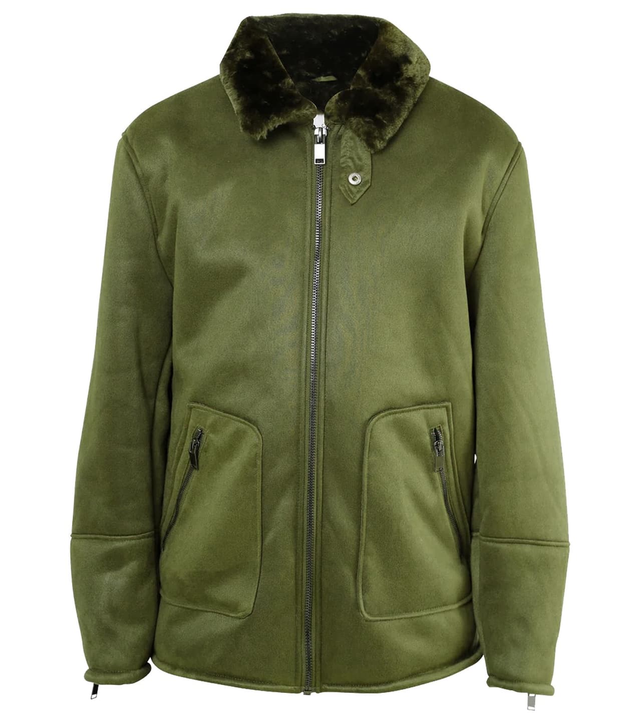 Sixth June Chaqueta de otoño para hombre Harrington de forrada con gamuza sintética, chaqueta de transición verde