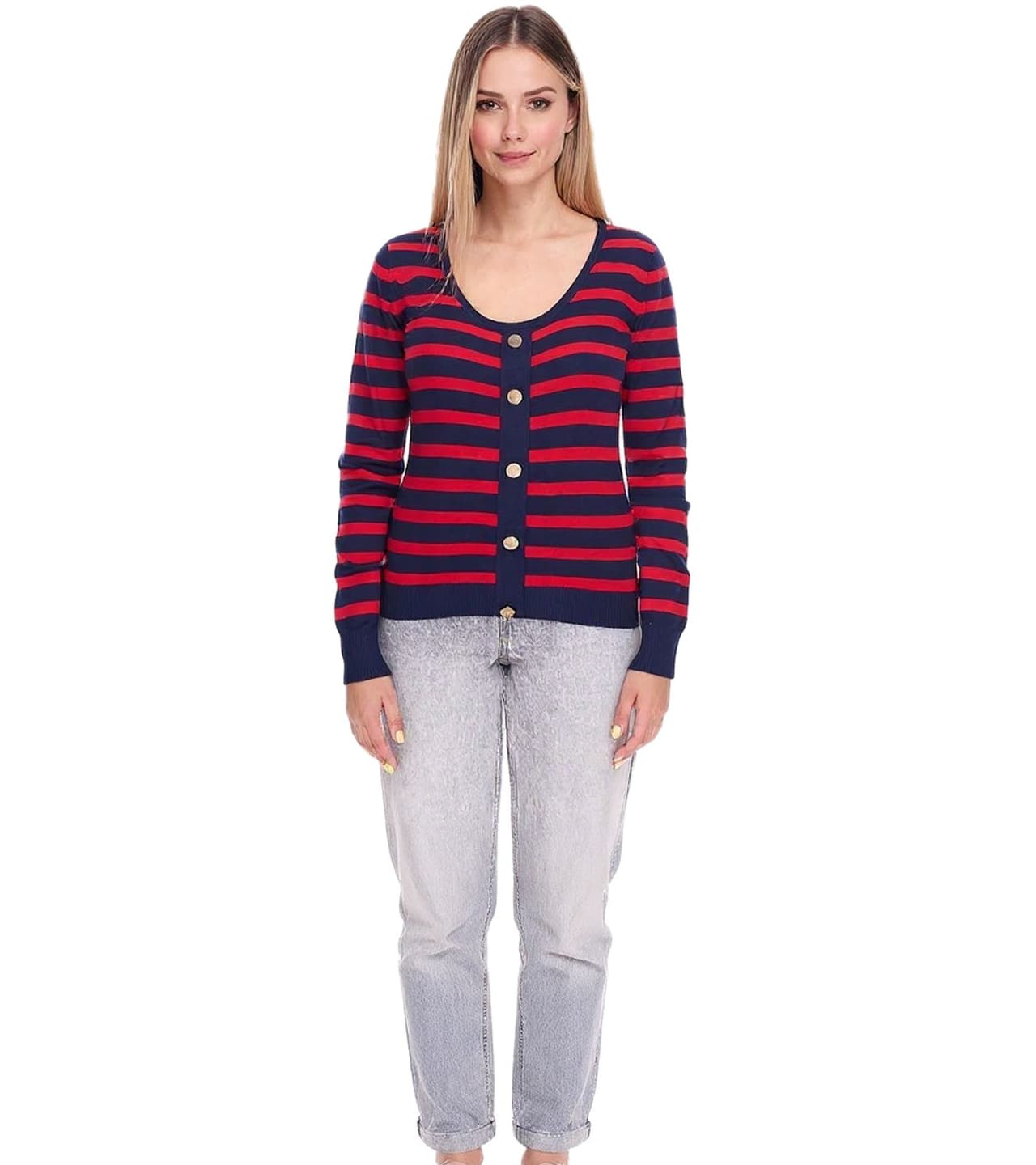 Delmao Suéter de punto para mujer con tapeta decorativa, suéter para diario, Rojo/Azul oscuro
