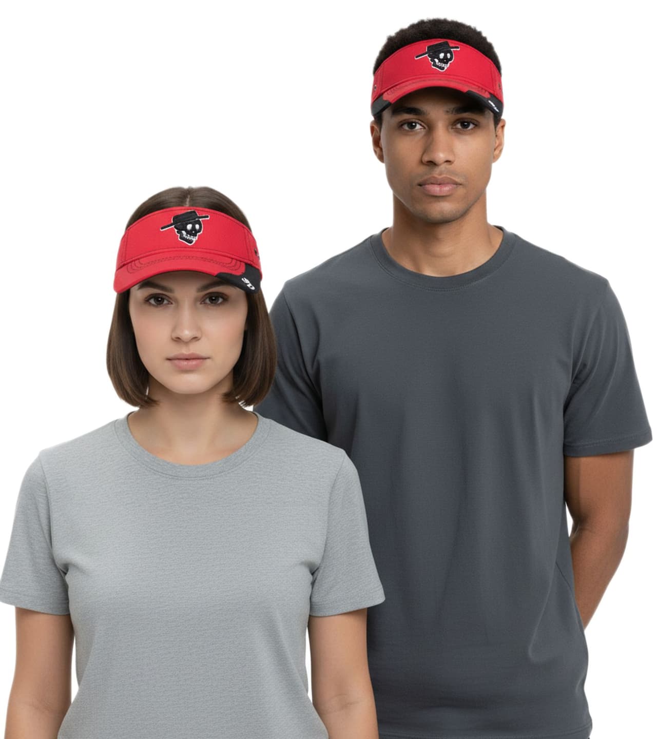 Bio-Domes Headgear Gorra con visera Social Distortion, banda metálica con bordado de calavera, roja