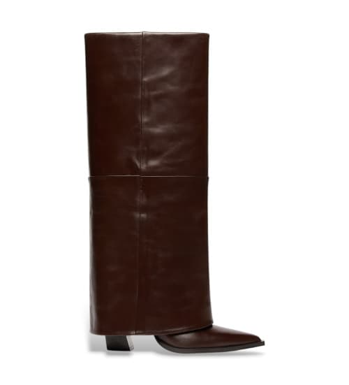 Marella Botas De Piel De Caña Vuelta Papiro Marrón Oscuro