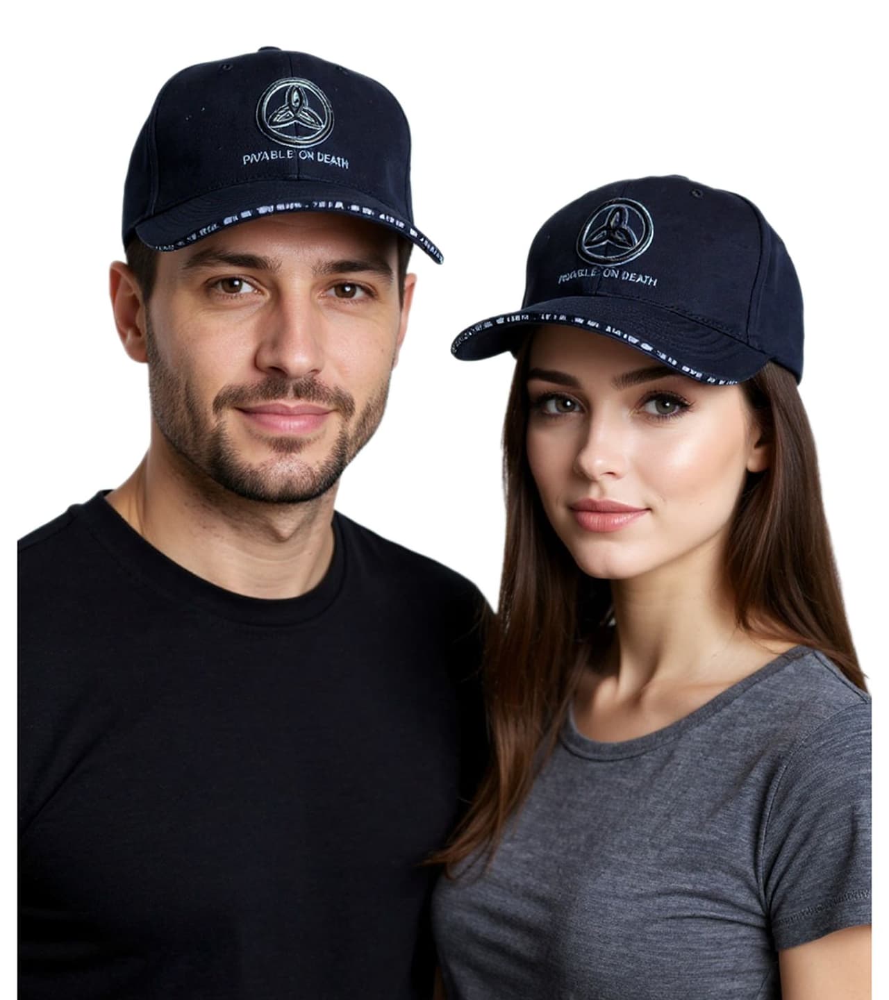 Bio-Domes Headgear Gorra de béisbol unisex de banda de metal "Pay on Death", con logo bordado, de algodón, 2948POD, color azul marino.