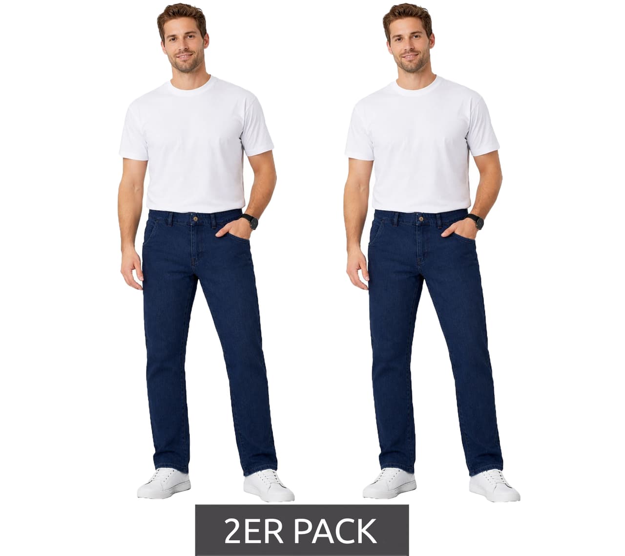 Pierre Cardin Pack de 2 elegantes pantalones vaqueros chinos para hombre, de algodón, color azul
