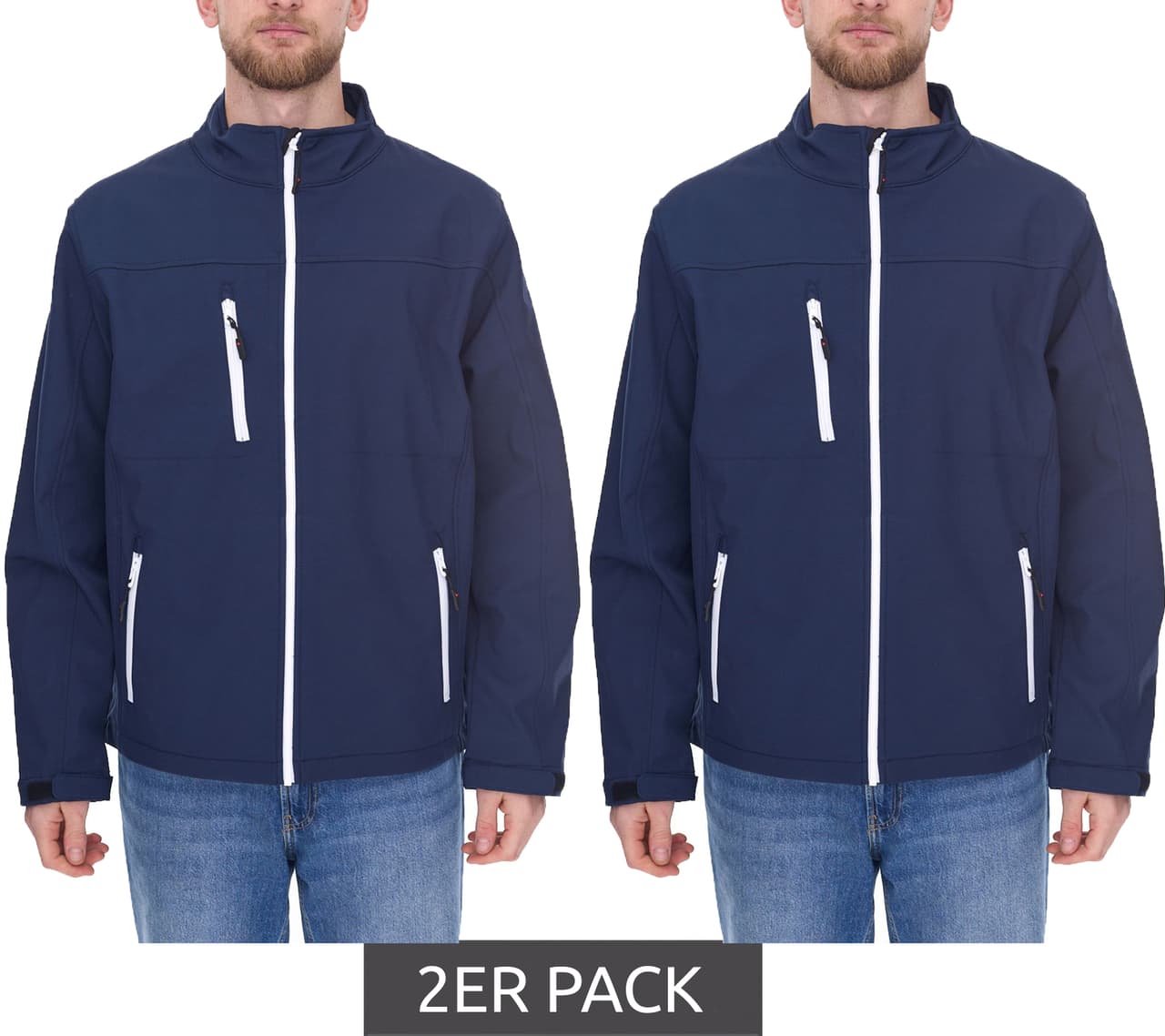 Santino Pack económico de 2: Chaqueta Softshell Repelente al Agua para Hombre, Chaqueta de Exterior, Chaqueta de Uso Diario, Azul